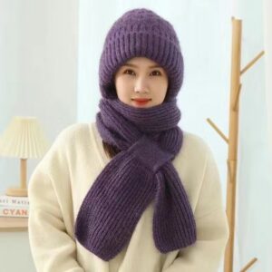 Windproof Cap with Scarf (Purple)
